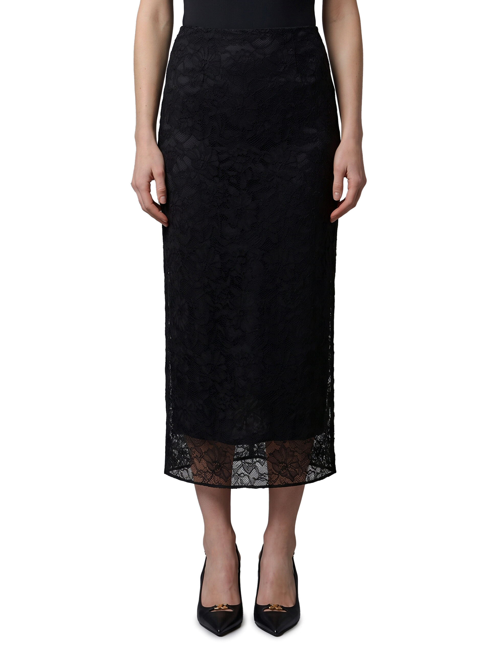Dolce&gabbana Black lace midi skirT