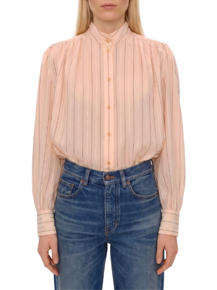 Chloe Gathered blouse in cotton and silk poplin