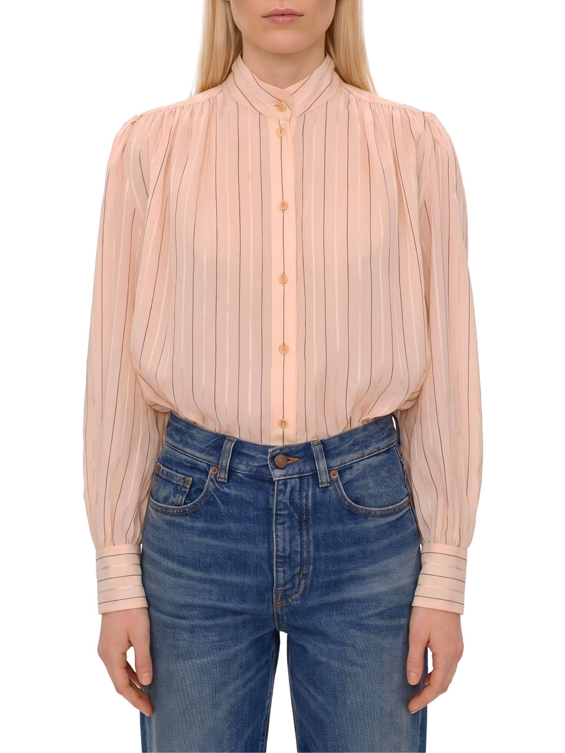 Chloe Gathered blouse in cotton and silk poplin