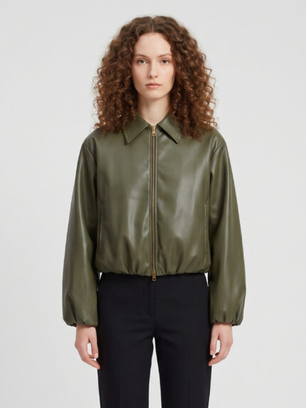 Sutton New York Military faux leather cropped bomber