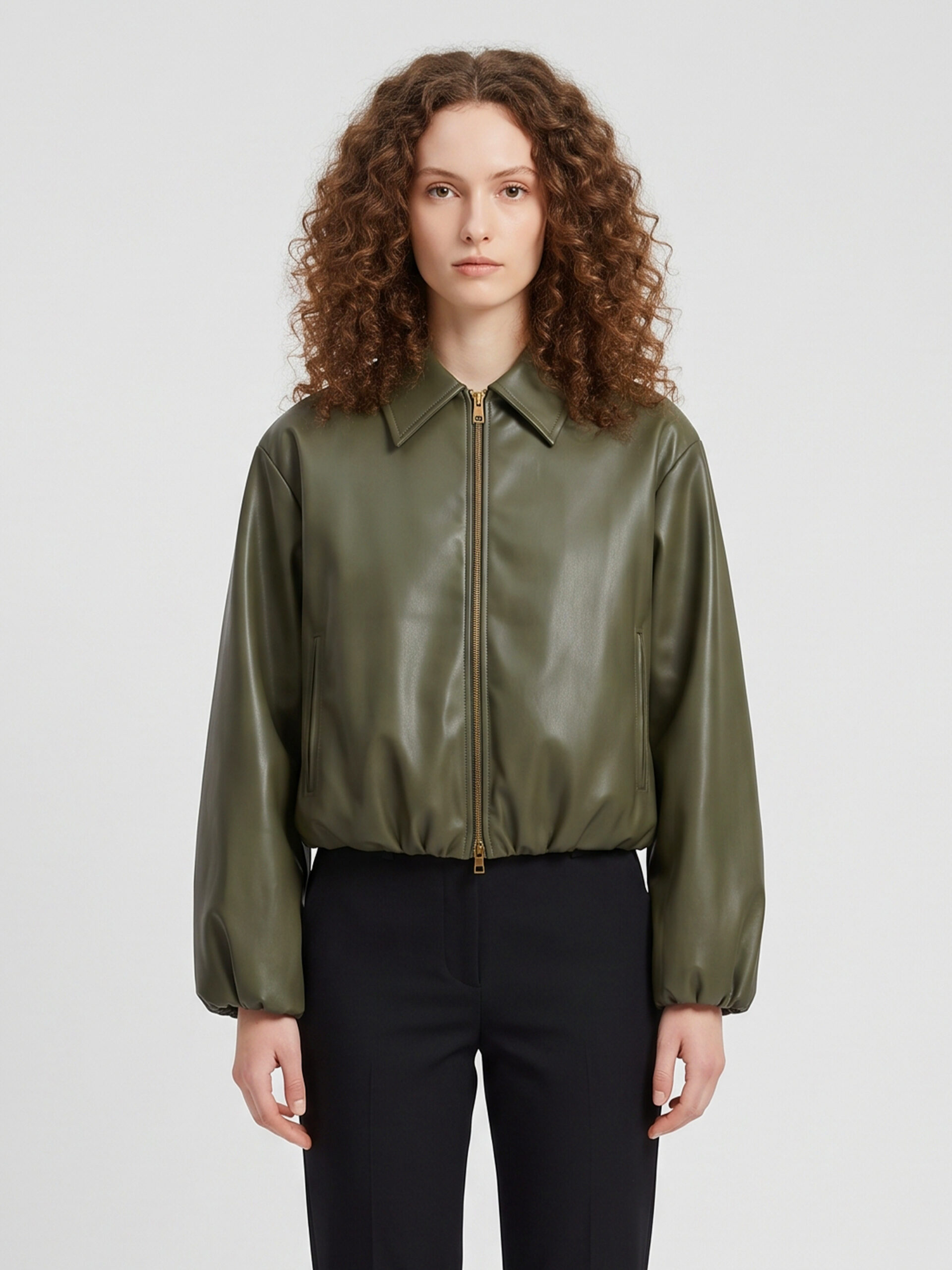 Sutton New York Military faux leather cropped bomber