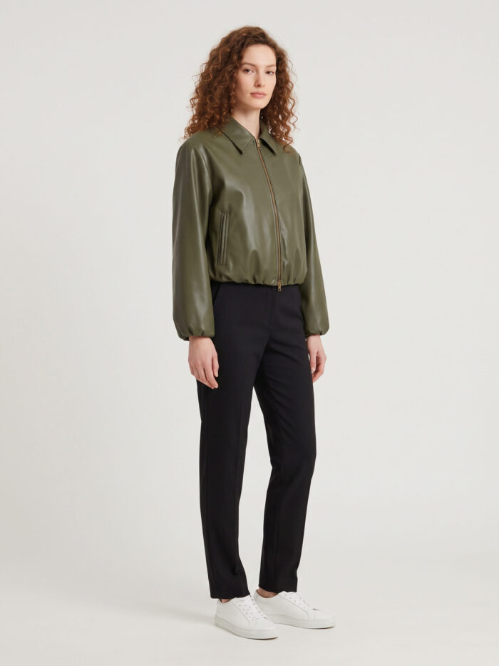 Sutton New York Military faux leather cropped bomber