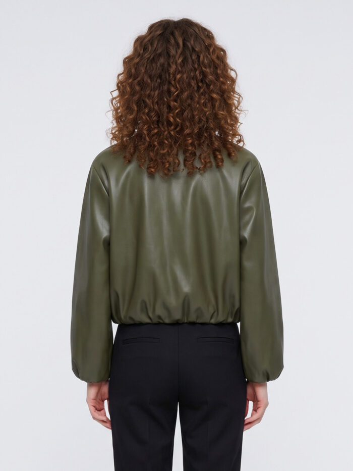 Sutton New York Military faux leather cropped bomber