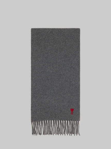 Ami Paris Ami de Coeur carbon grey wool scarf