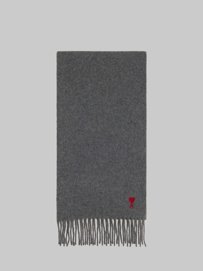 Ami Paris Ami de Coeur carbon grey wool scarf