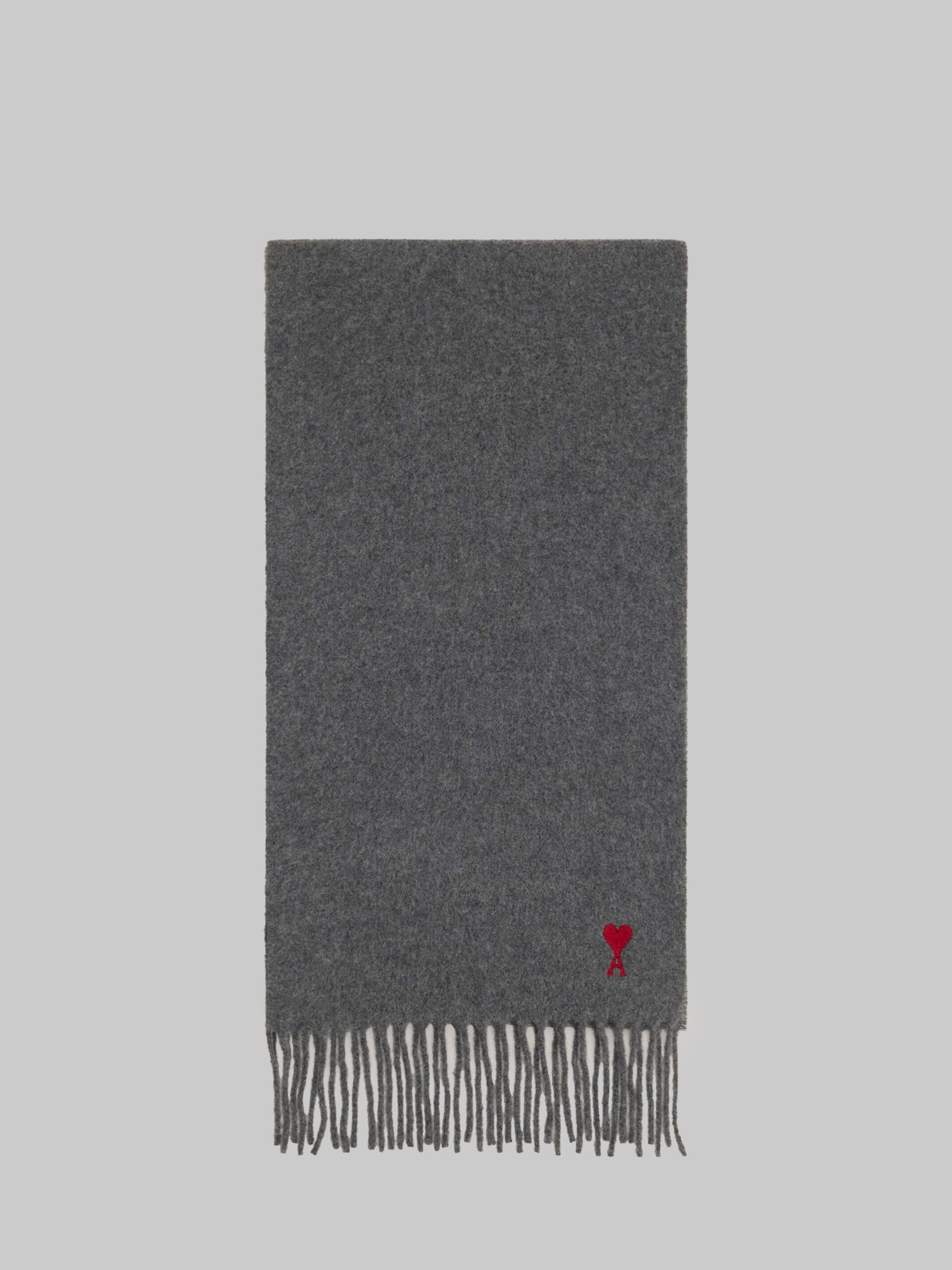 Ami Paris Ami de Coeur carbon grey wool scarf