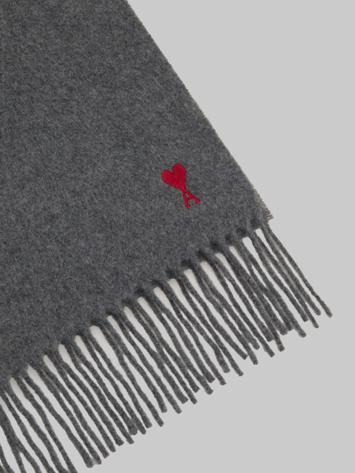 Ami Paris Ami de Coeur carbon grey wool scarf