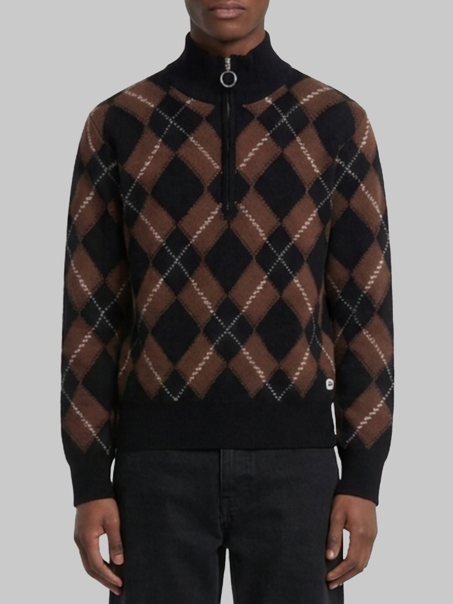 Ami Paris Argyle half zip sweater