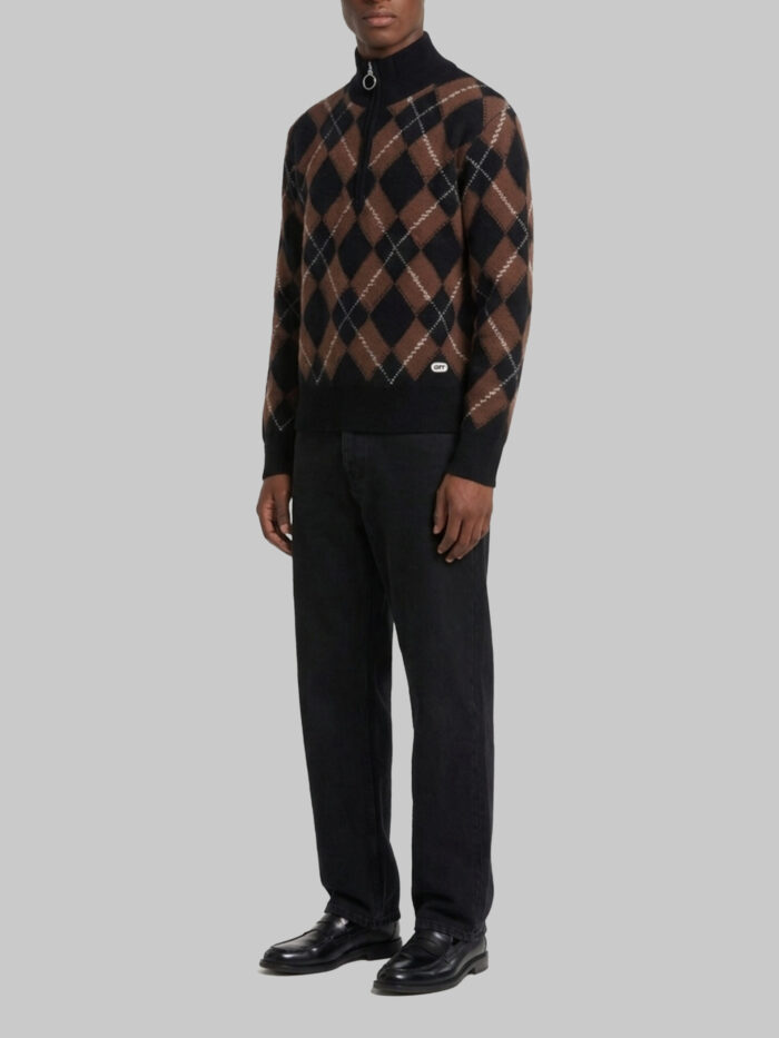 Ami Paris Argyle half zip sweater