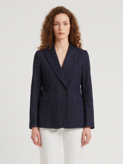 Sutton New York Navy velvet double-breasted jacket