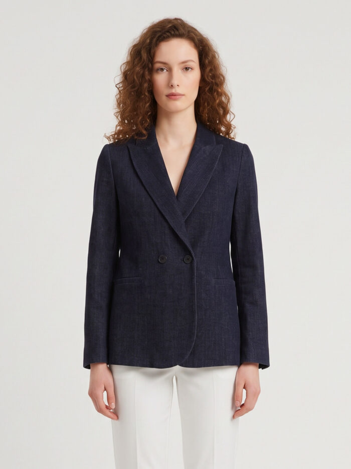 sutton new york navy velvet double breasted jacket Sutton New York Navy velvet double-breasted jacket