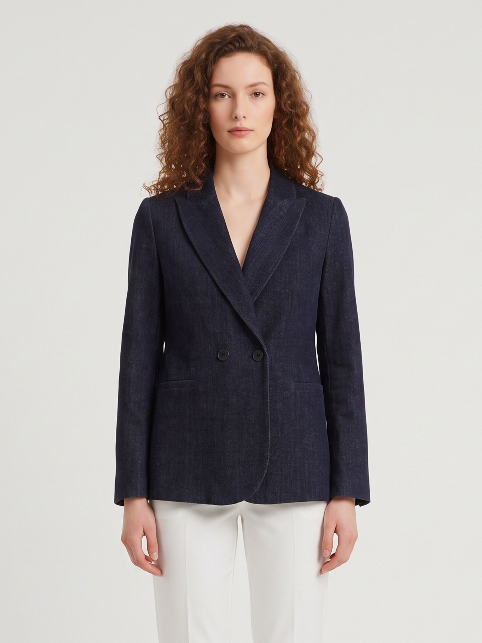 Sutton New York Navy velvet double-breasted jacket