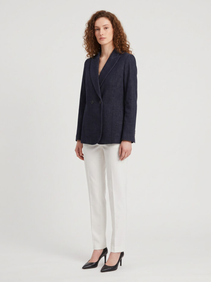 Sutton New York Navy velvet double-breasted jacket