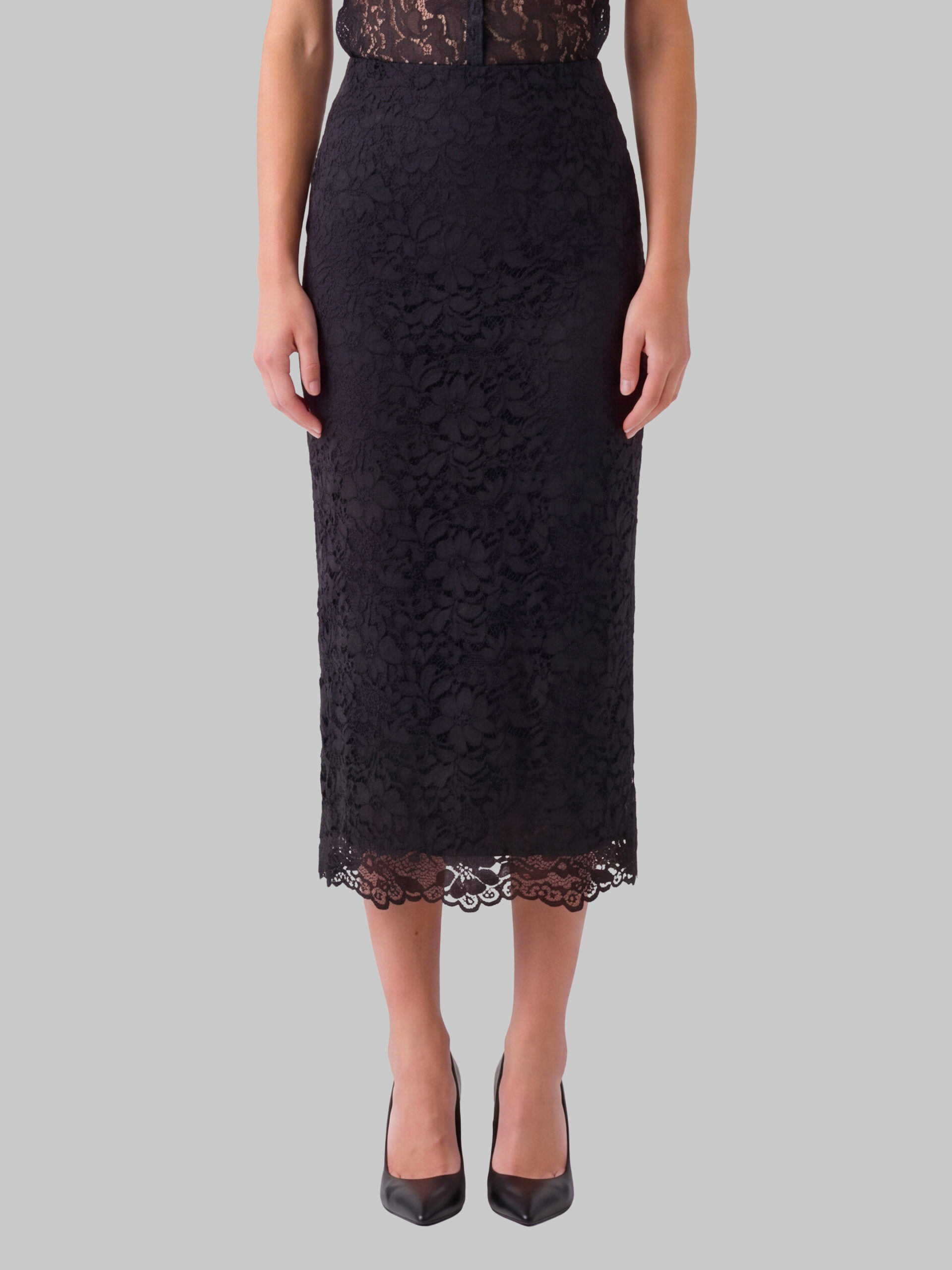 Sutton New York Black lace midi skirt