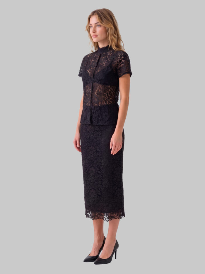 Sutton New York Black lace midi skirt