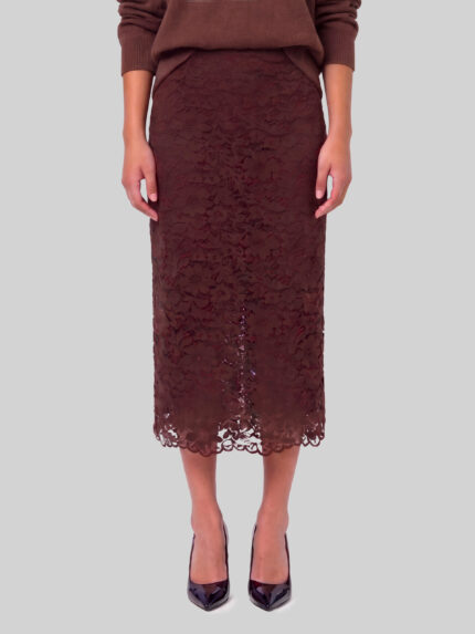 Sutton New York Brown lace midi skirt