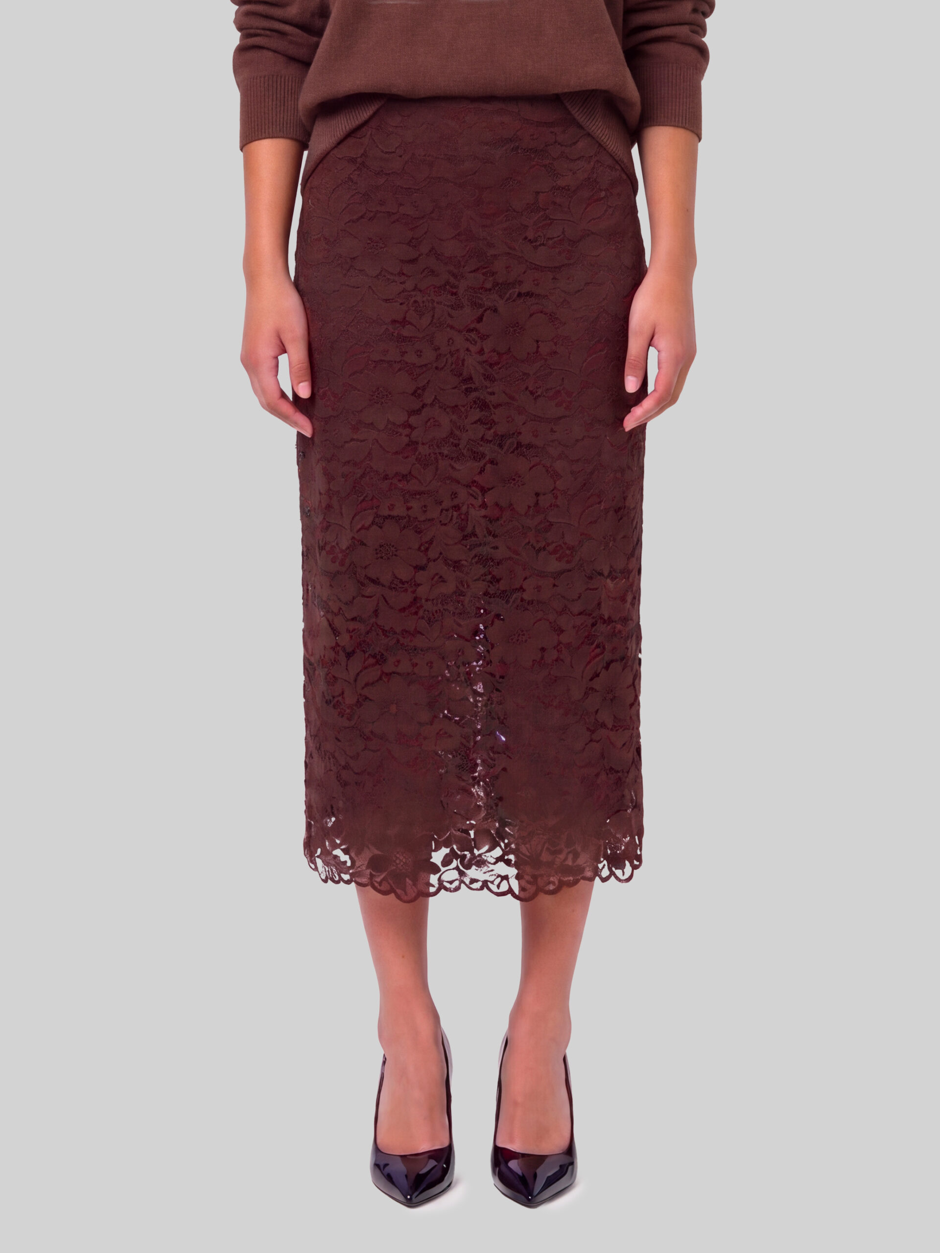 Sutton New York Brown lace midi skirt