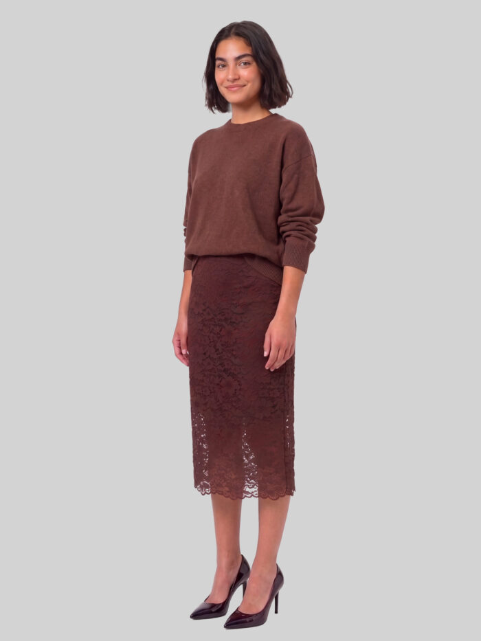 Sutton New York Brown lace midi skirt