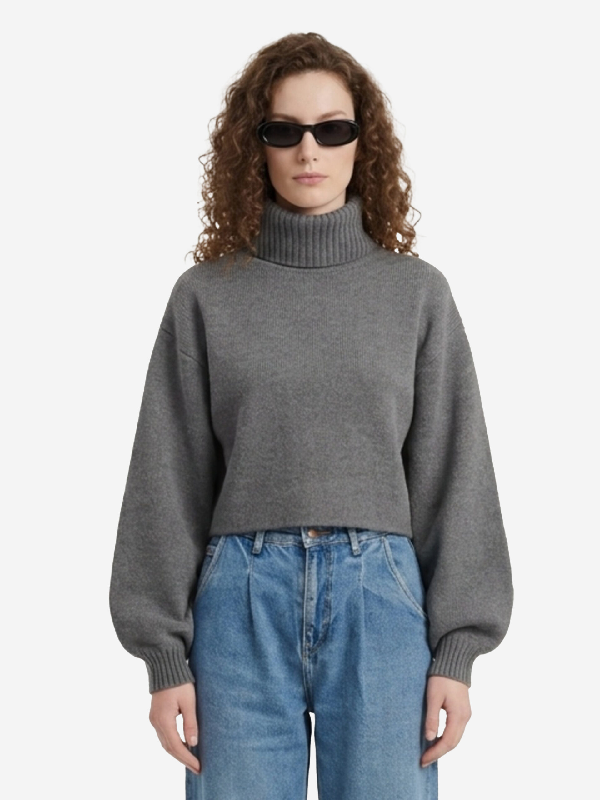 The Frankie Shop Elly grey turtleneck sweater
