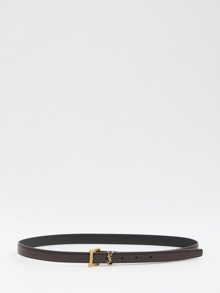 saint laurent thin cassandre belt in red tan Saint Laurent Thin Cassandre belt in Red Tan