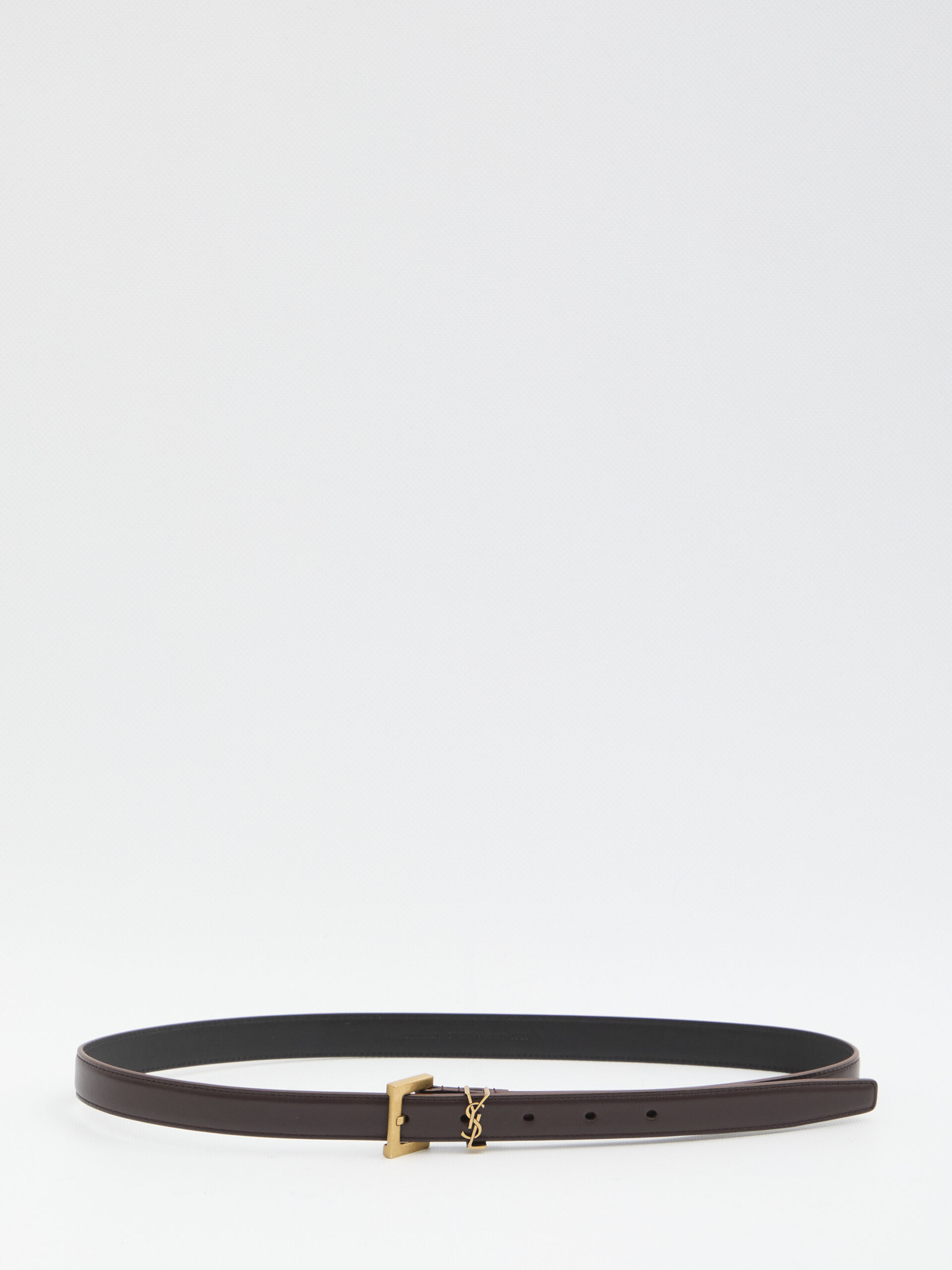 Saint Laurent Thin Cassandre belt in Red Tan