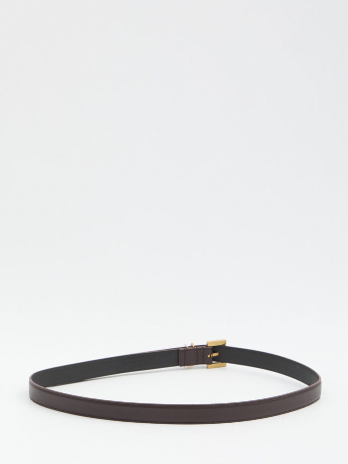 Saint Laurent Thin Cassandre belt in Red Tan
