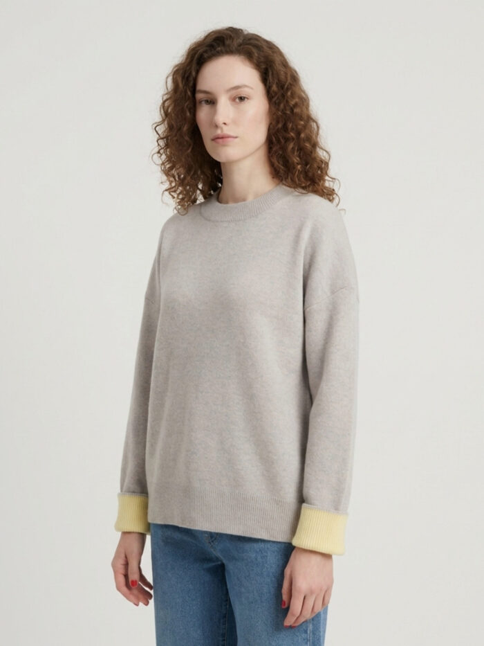 The Frankie Shop Hana light grey wool sweater