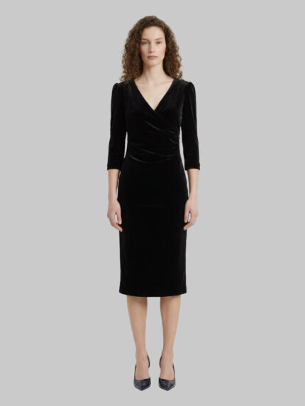 Sutton New York Black velvet midi dress