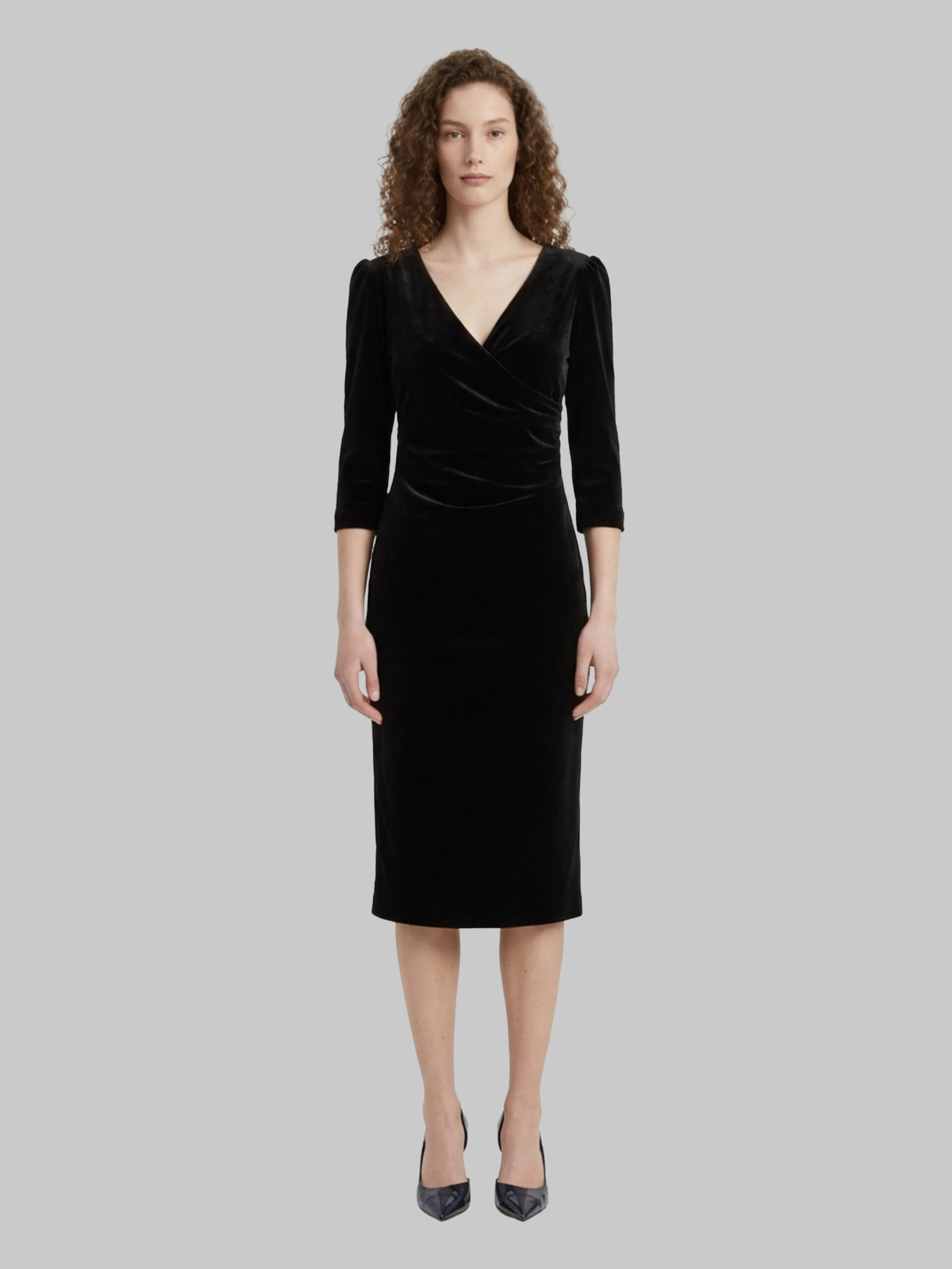 Sutton New York Black velvet midi dress