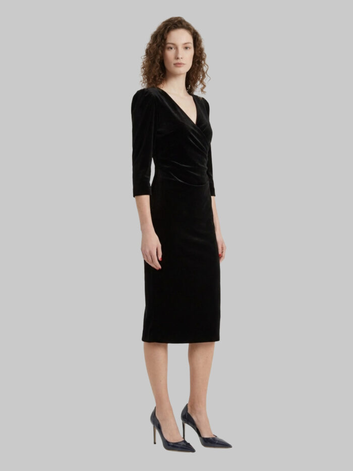 Sutton New York Black velvet midi dress