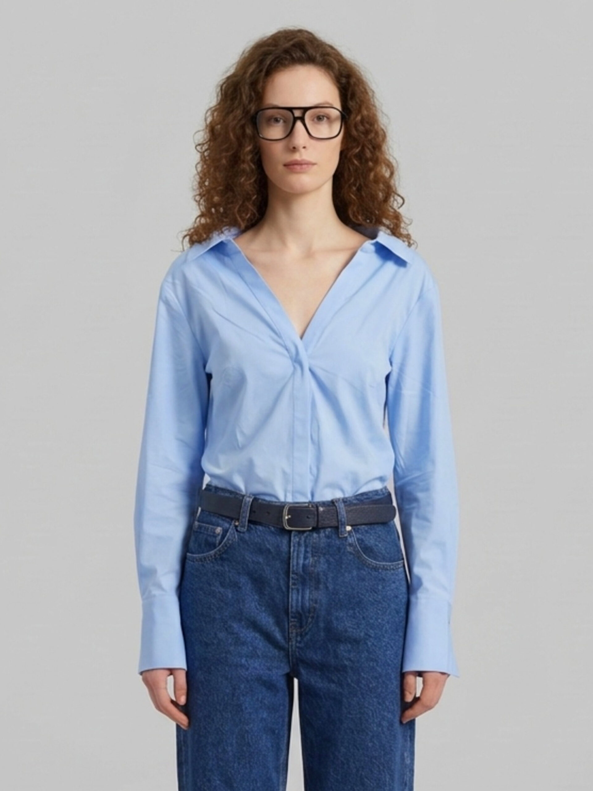 The Frankie Shop Mela light blue fitted shirt