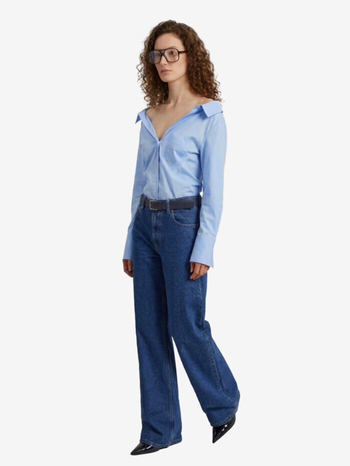 The Frankie Shop Mela light blue fitted shirt