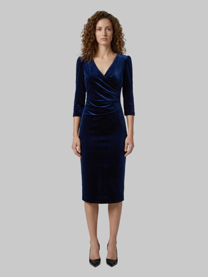 sutton new york blue velvet midi dress Sutton New York Blue velvet midi dress
