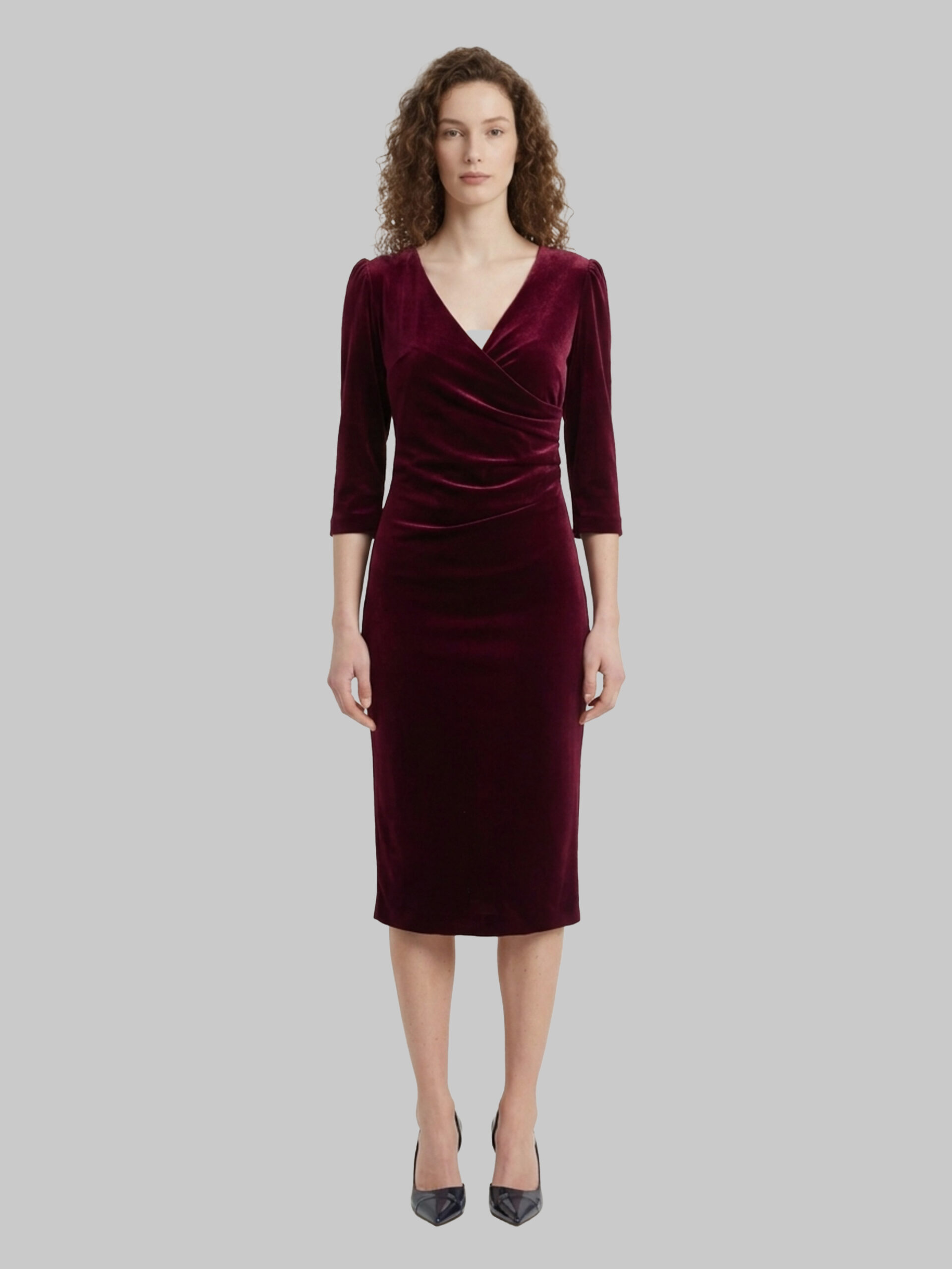 Sutton New York Bordeaux velvet midi dress