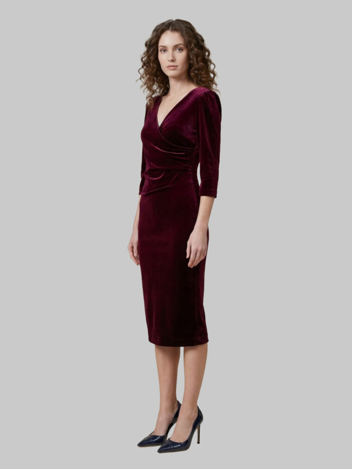 Sutton New York Bordeaux velvet midi dress