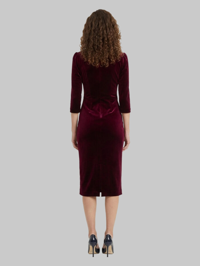 Sutton New York Bordeaux velvet midi dress