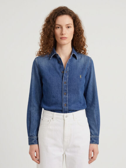 Saint Laurent Cassandre denim shirt in Reef Blue