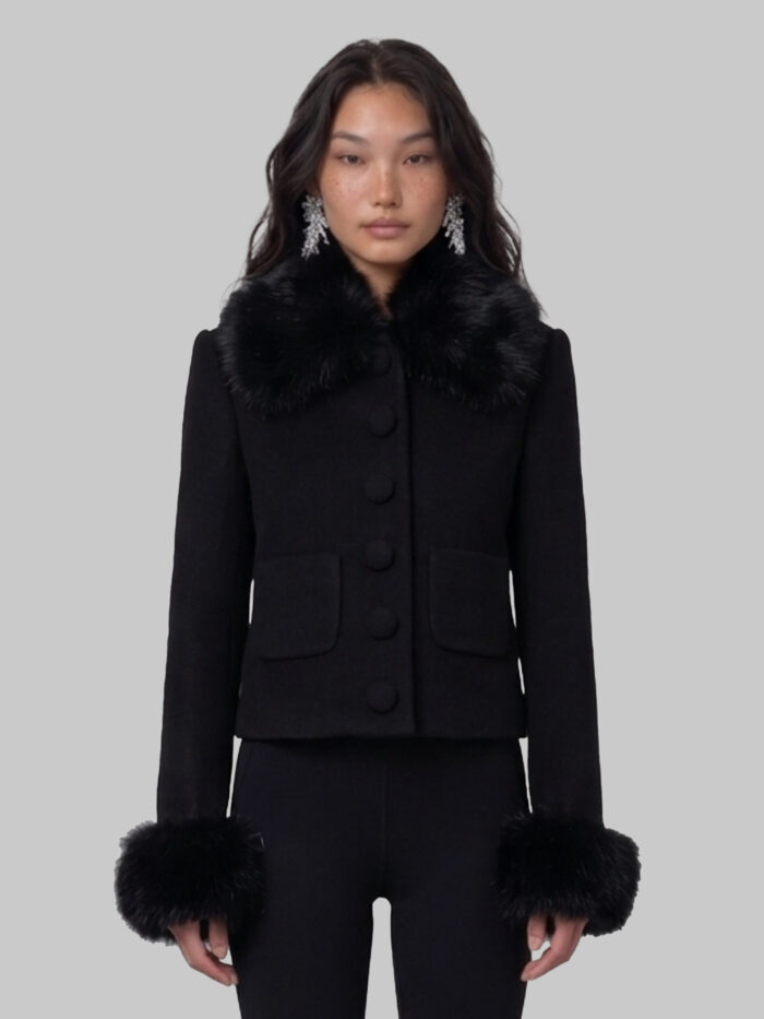 self portrait short coat with faux fur inserts Self Portrait Short coat with faux fur inserts