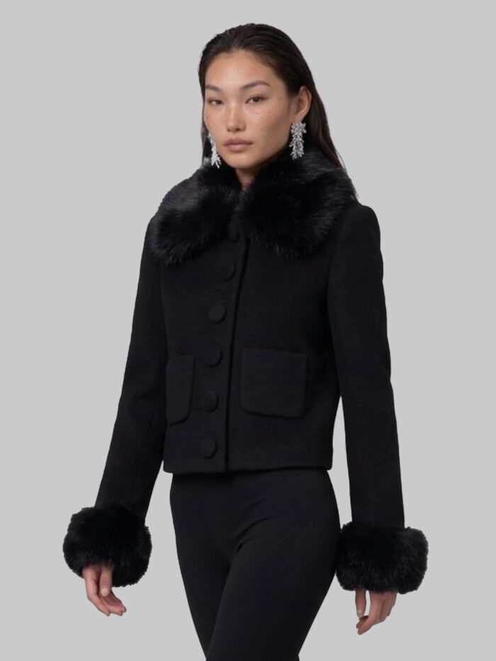 Self Portrait Short coat with faux fur inserts