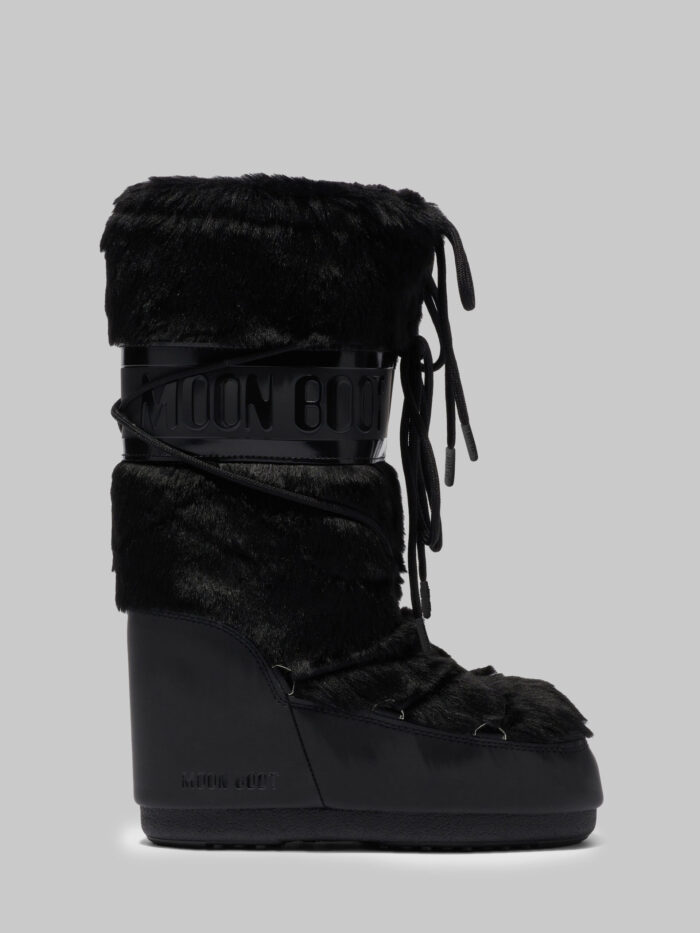 moon boot black icon boot in faux fur Moon Boot Black Icon boot in faux fur