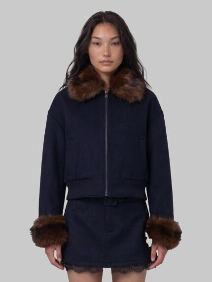 Self Portrait Short coat with fur inserts
