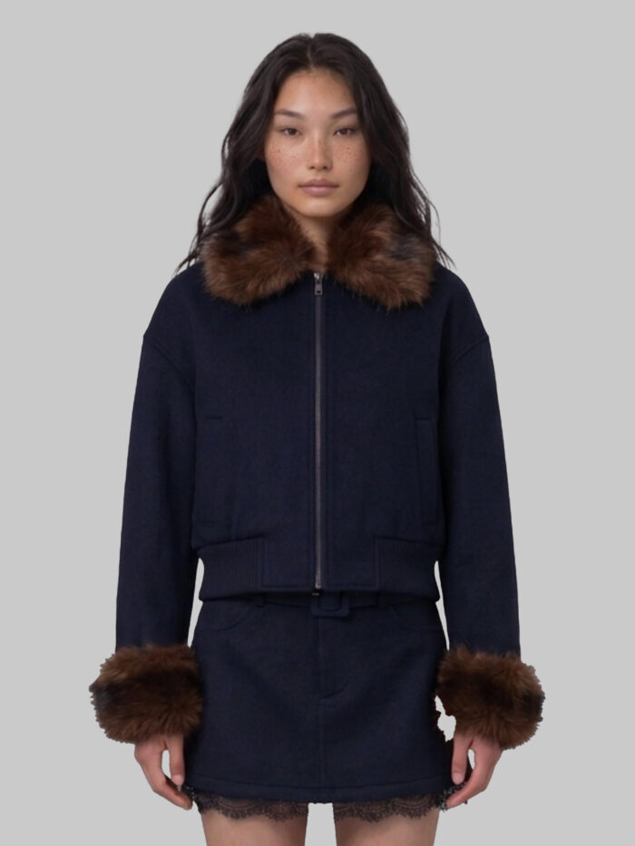 self portrait short coat with fur inserts Self Portrait Short coat with fur inserts