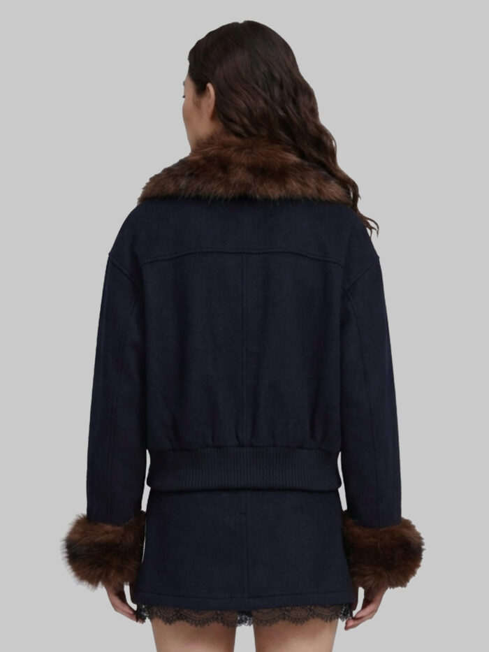 Self Portrait Short coat with fur inserts