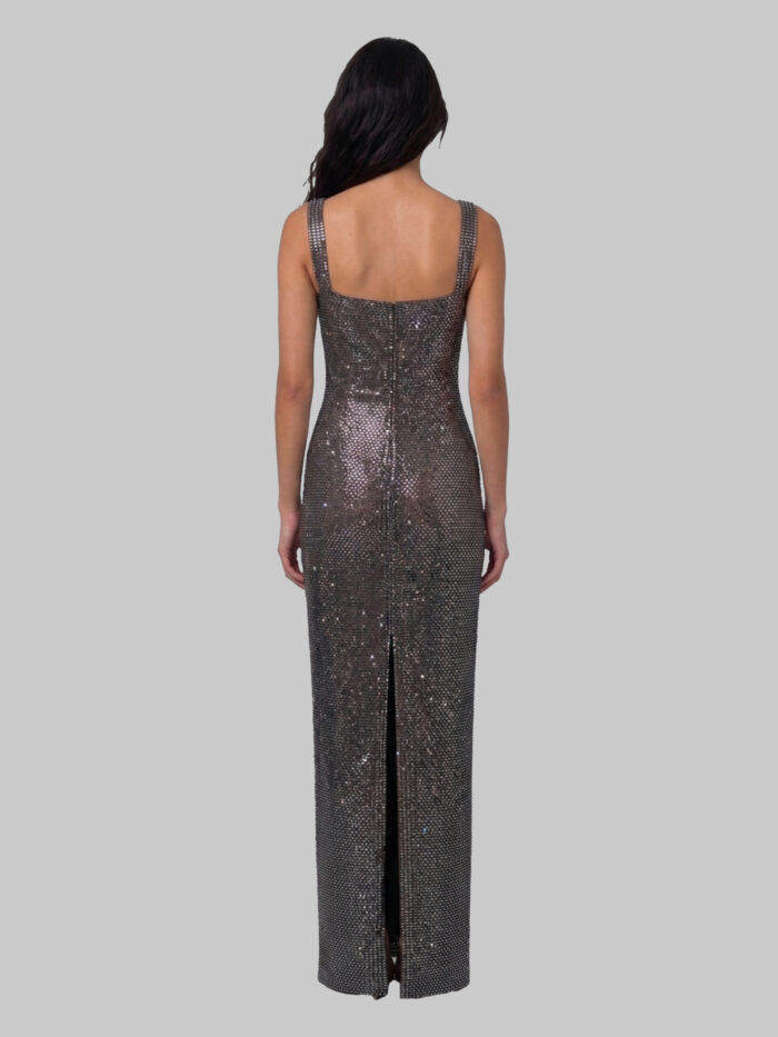 Self Portrait Gunmetal Square maxi dress with rhinestones
