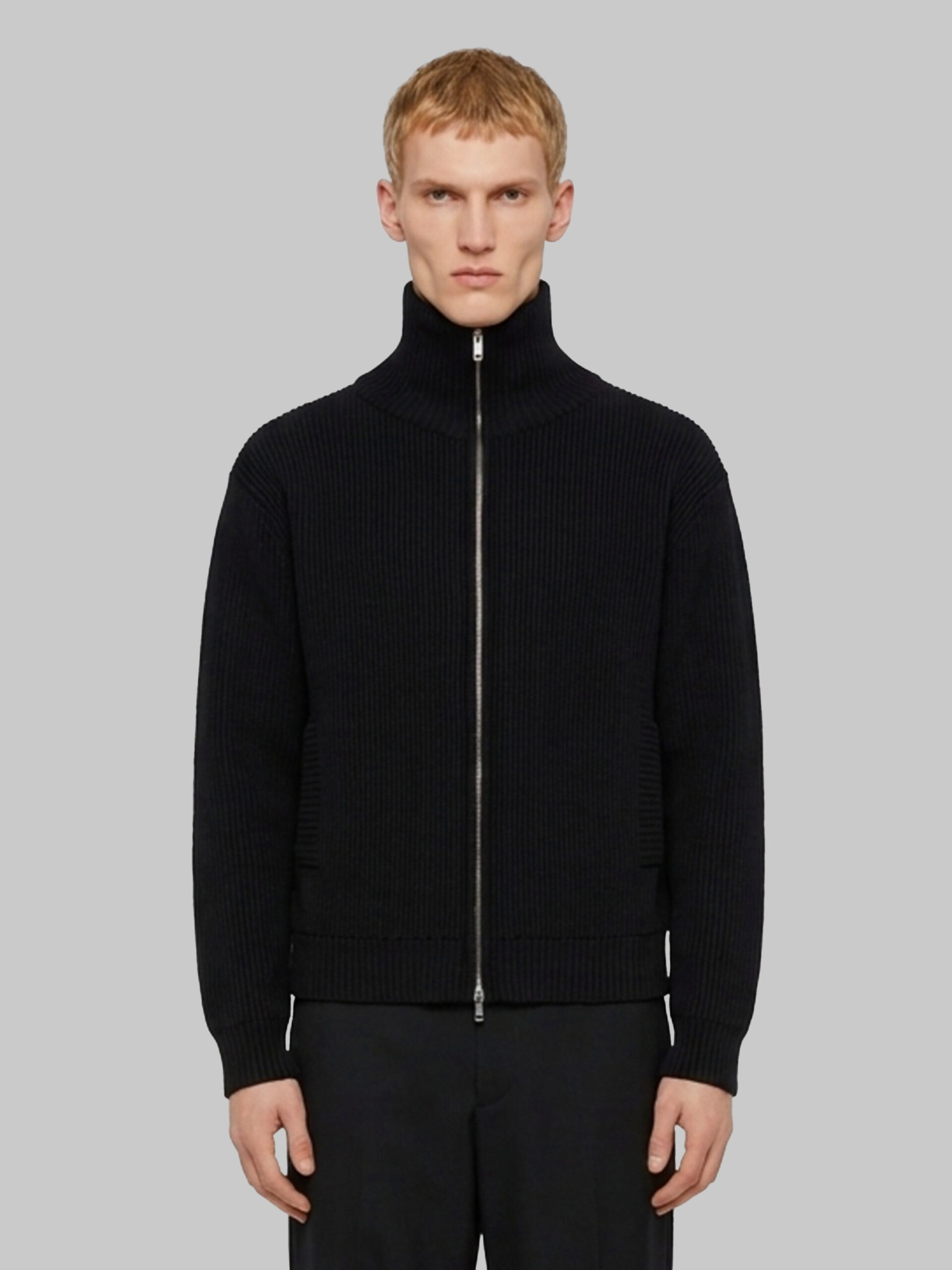 Balenciaga High-neck cotton blend cardigan