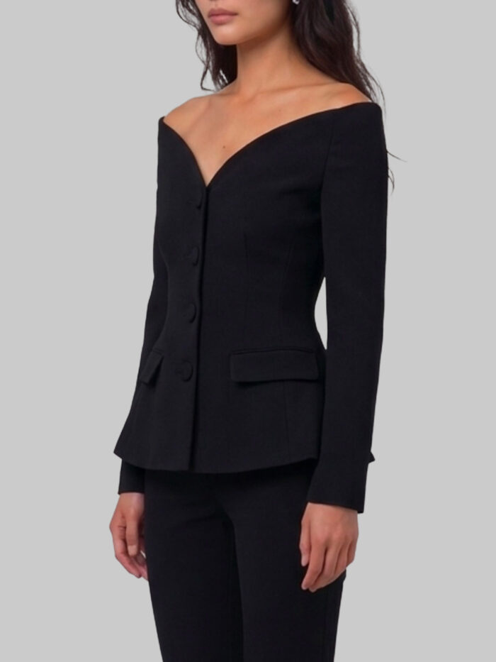Self Portrait Black wool crepe jacket