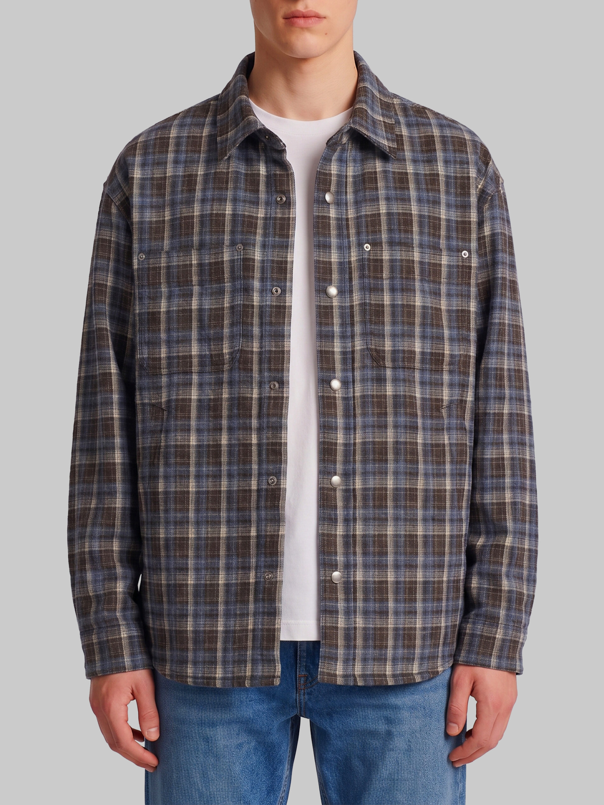 Dunst Quilted plaid flannel overshirt