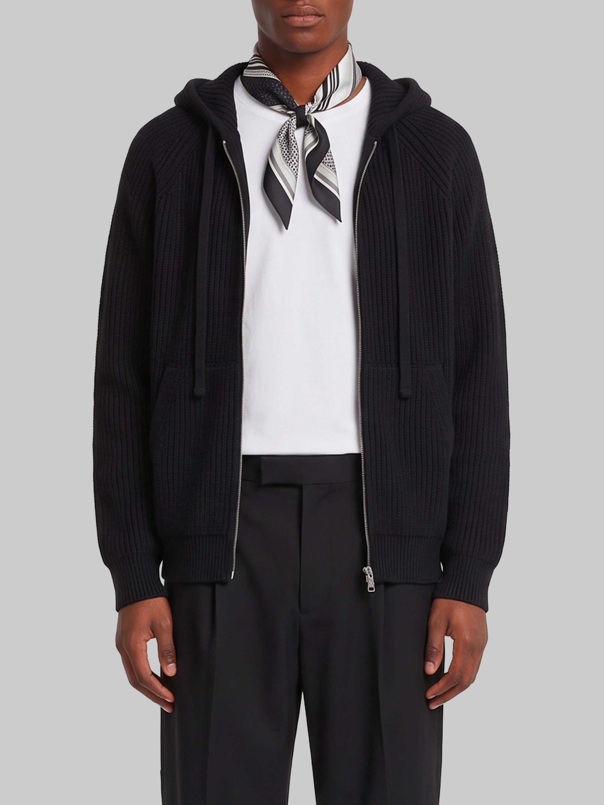 Dunst Black hooded knit cardigan