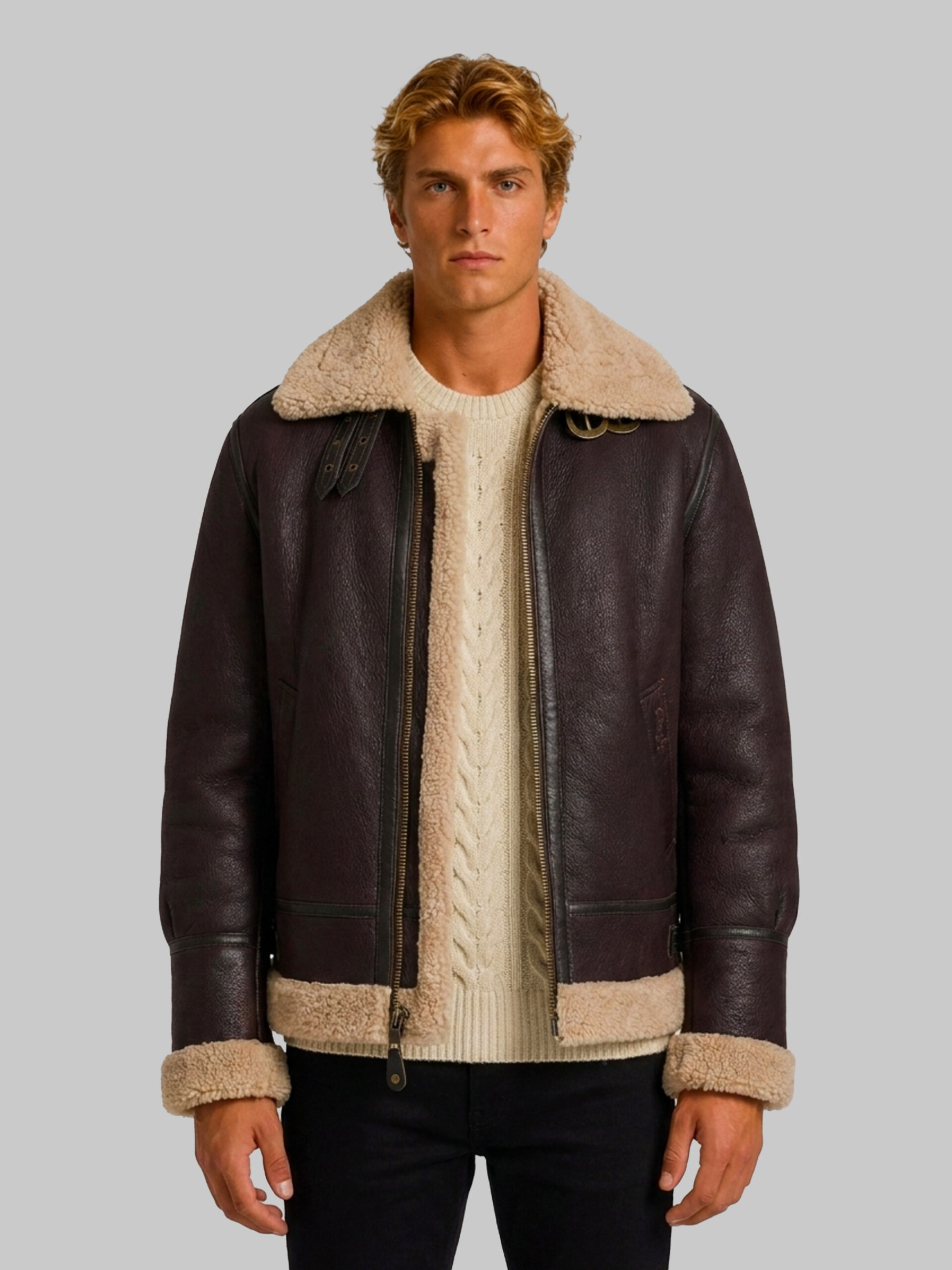 Schott Nyc Cordovan shearling aviator bomber