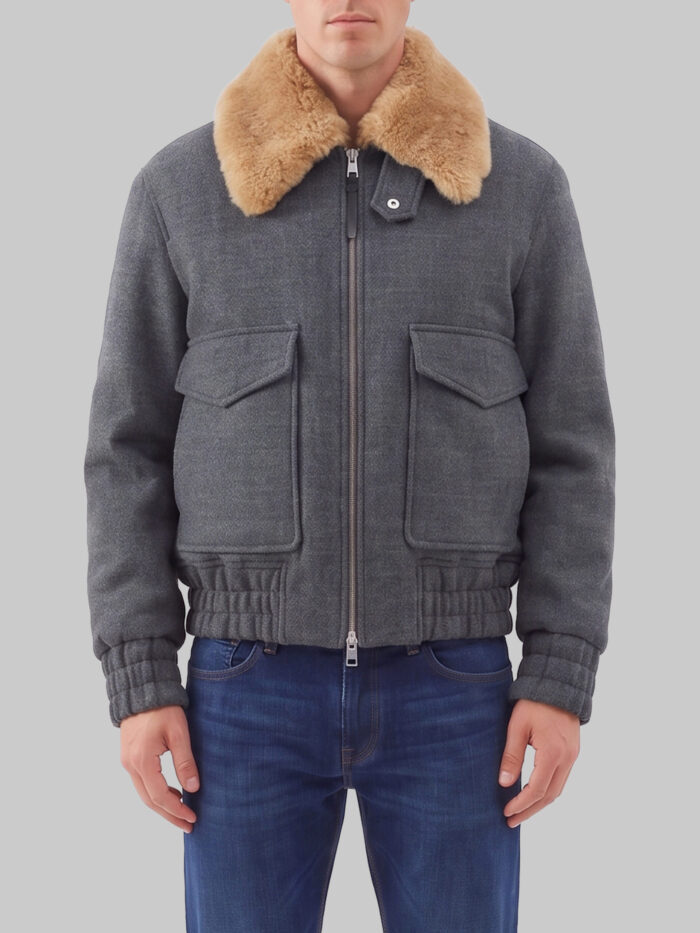 ami paris virgin wool bomber jacket with removable shearling Ami Paris Virgin wool bomber jacket with removable shearling